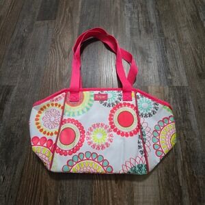 Thirty-One Thermal Tote Lunch Bag Pink Floral Medallion Insulated Zippered Tote